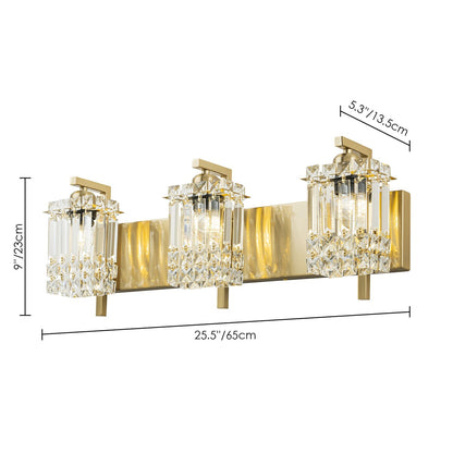 Éclairage de salle de bain moderne et glamour à 3 lumières, applique murale en cristal pour miroir