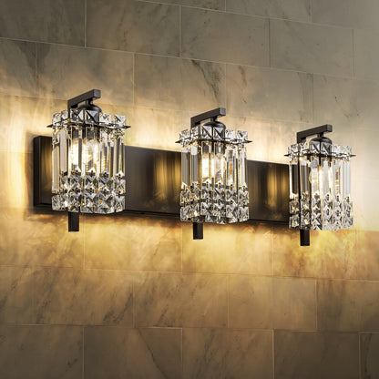 Éclairage de salle de bain moderne et glamour à 3 lumières, applique murale en cristal pour miroir