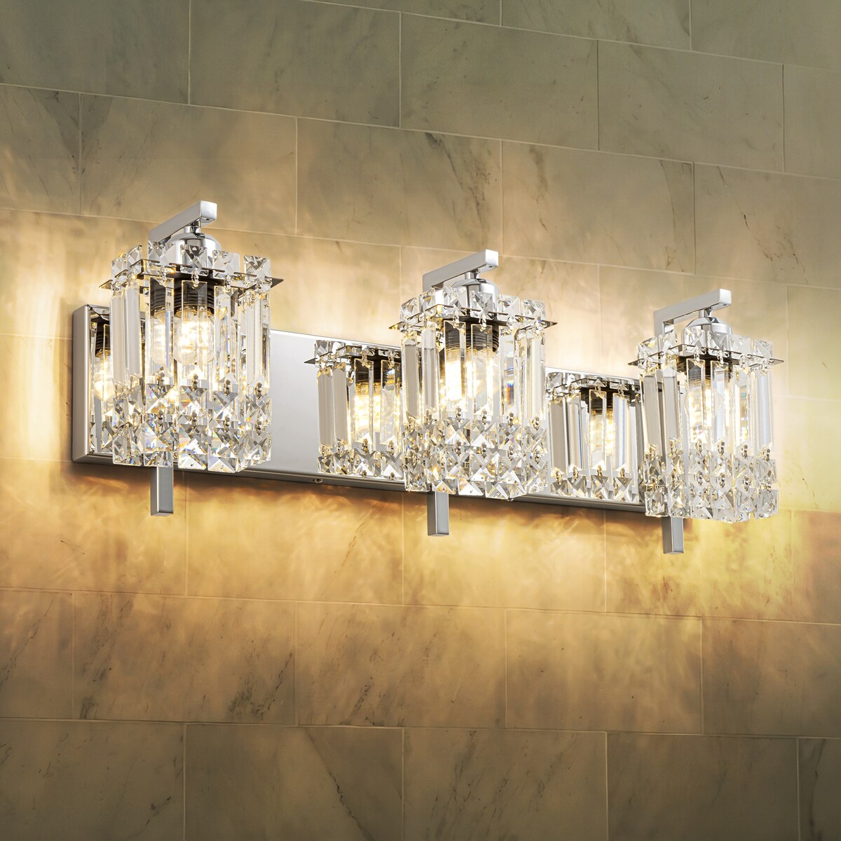 Éclairage de salle de bain moderne et glamour à 3 lumières, applique murale en cristal pour miroir