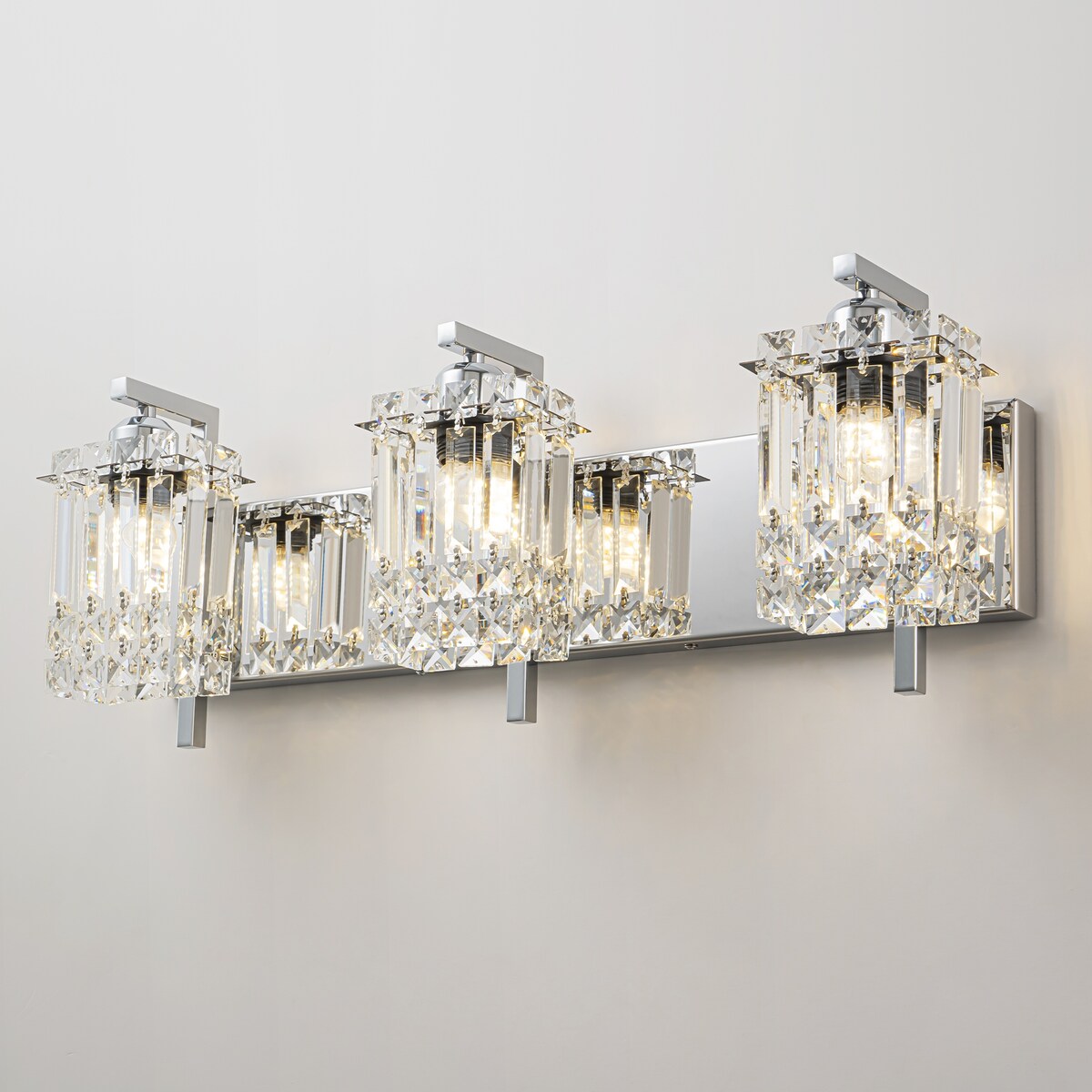 Éclairage de salle de bain moderne et glamour à 3 lumières, applique murale en cristal pour miroir