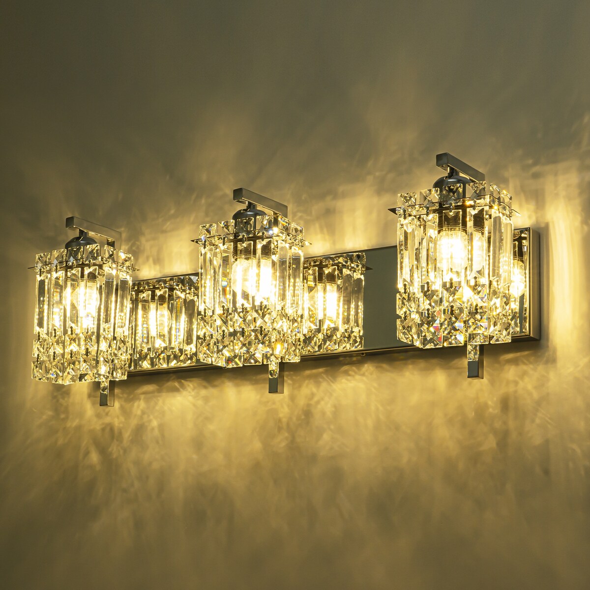 Éclairage de salle de bain moderne et glamour à 3 lumières, applique murale en cristal pour miroir