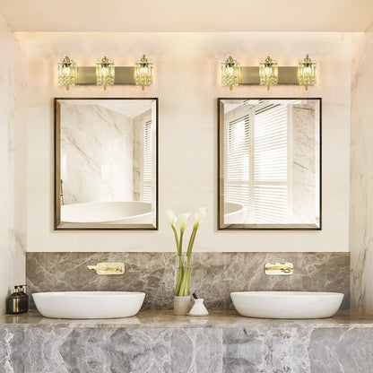 Éclairage de salle de bain moderne et glamour à 3 lumières, applique murale en cristal pour miroir
