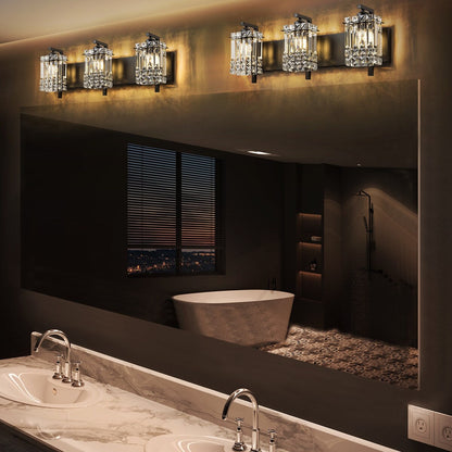 Éclairage de salle de bain moderne et glamour à 3 lumières, applique murale en cristal pour miroir