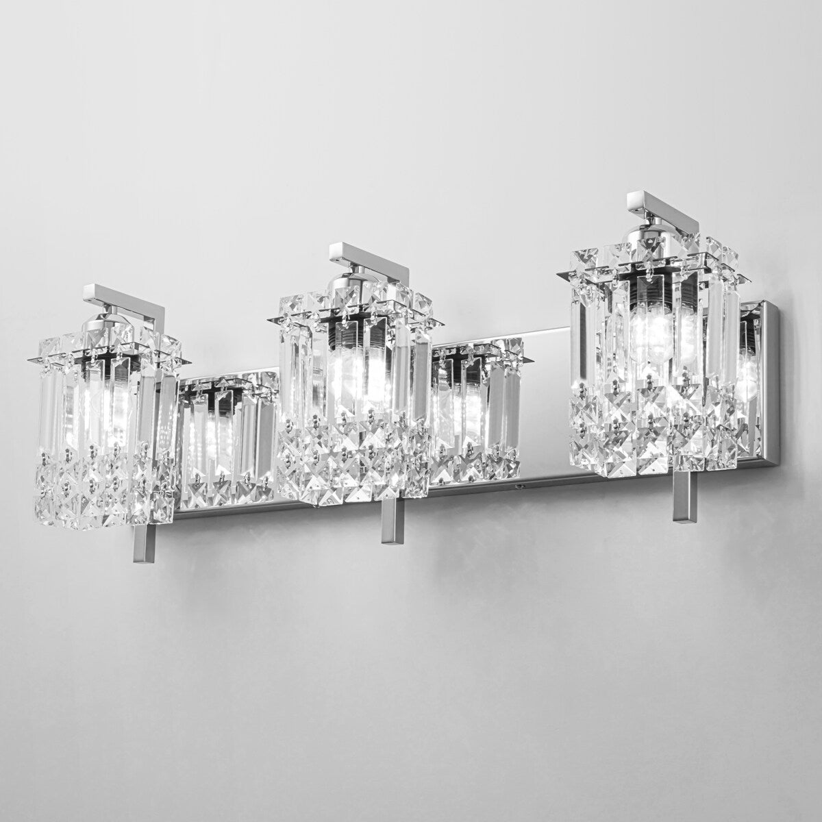 Éclairage de salle de bain moderne et glamour à 3 lumières, applique murale en cristal pour miroir