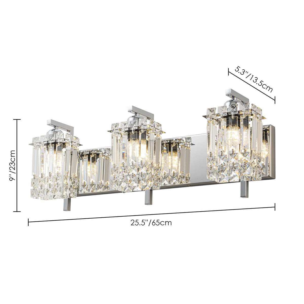 Éclairage de salle de bain moderne et glamour à 3 lumières, applique murale en cristal pour miroir