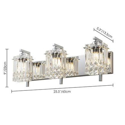 Éclairage de salle de bain moderne et glamour à 3 lumières, applique murale en cristal pour miroir