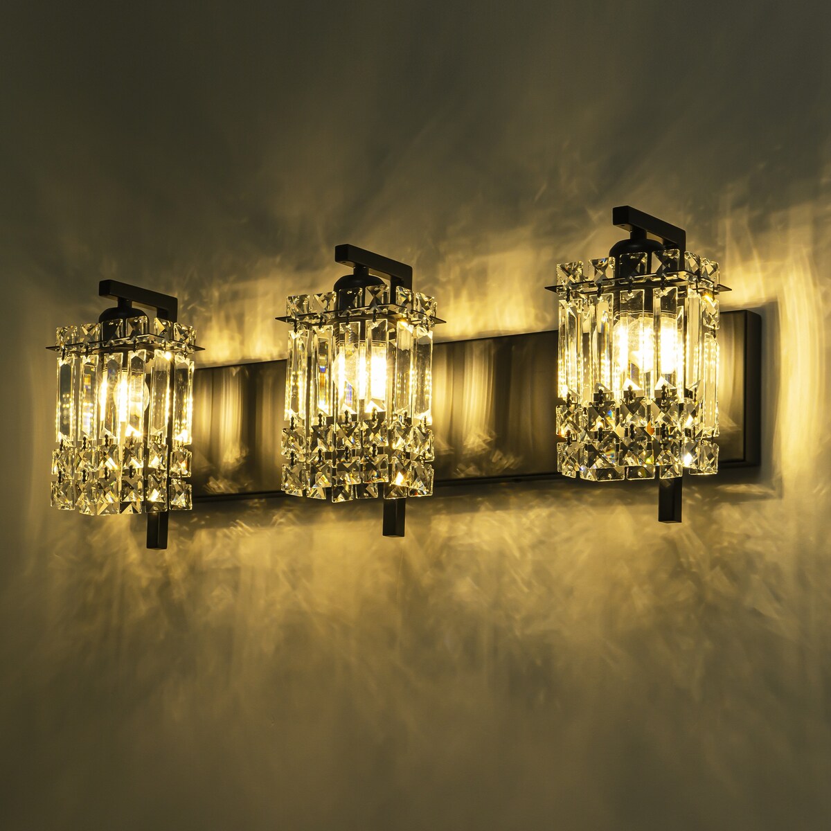 Éclairage de salle de bain moderne et glamour à 3 lumières, applique murale en cristal pour miroir