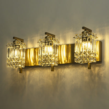 Éclairage de salle de bain moderne et glamour à 3 lumières, applique murale en cristal pour miroir