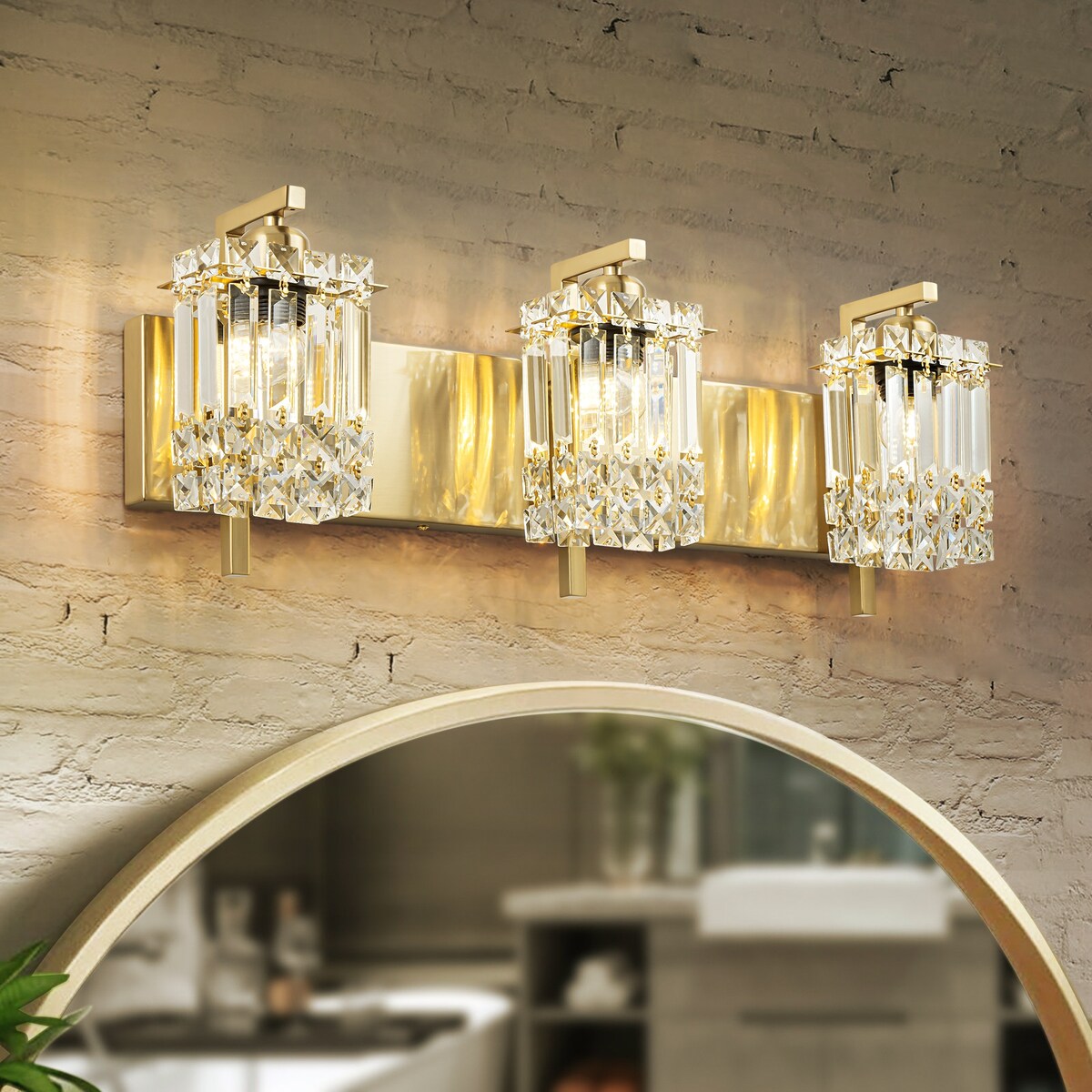 Éclairage de salle de bain moderne et glamour à 3 lumières, applique murale en cristal pour miroir