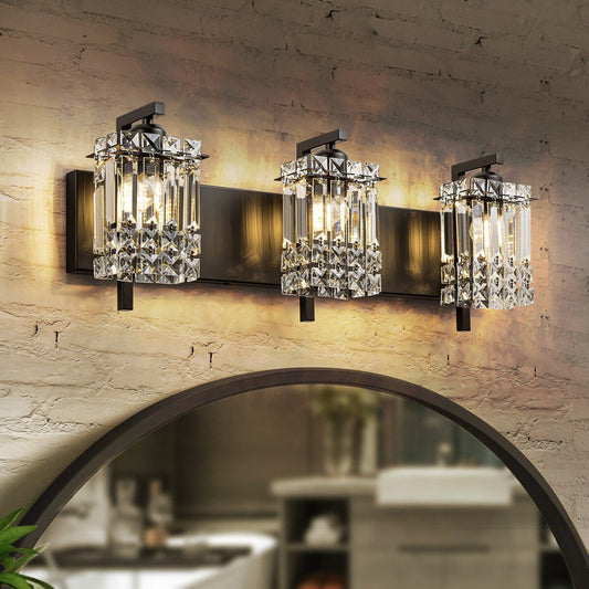 Éclairage de salle de bain moderne et glamour à 3 lumières, applique murale en cristal pour miroir