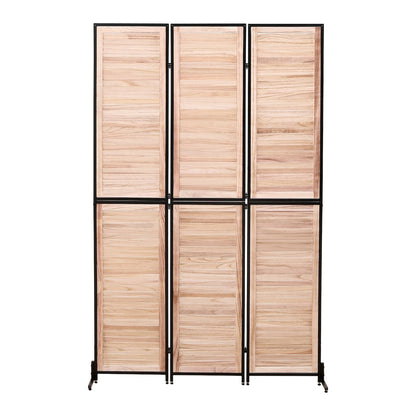 Écrans de séparation de pièce à 3 panneaux et pare-écran pliable en bois naturel, cloisons de séparation de pièce de 1,80 m pour séparer les pièces.