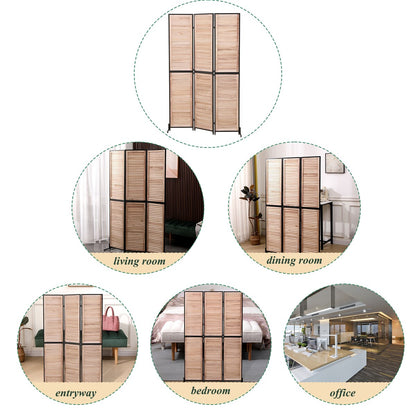 Écrans de séparation de pièce à 3 panneaux et pare-écran pliable en bois naturel, cloisons de séparation de pièce de 1,80 m pour séparer les pièces.