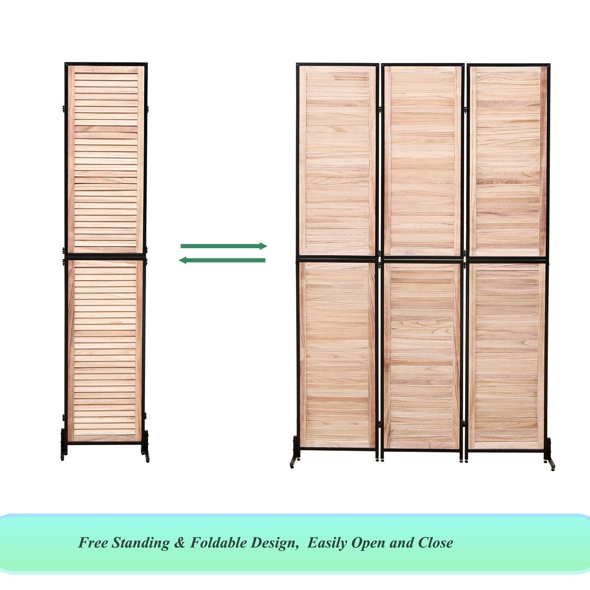 Écrans de séparation de pièce à 3 panneaux et pare-écran pliable en bois naturel, cloisons de séparation de pièce de 1,80 m pour séparer les pièces.