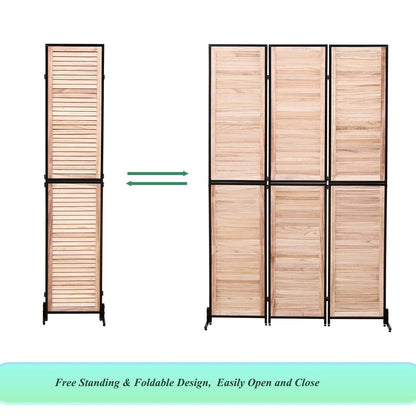 Écrans de séparation de pièce à 3 panneaux et pare-écran pliable en bois naturel, cloisons de séparation de pièce de 1,80 m pour séparer les pièces.