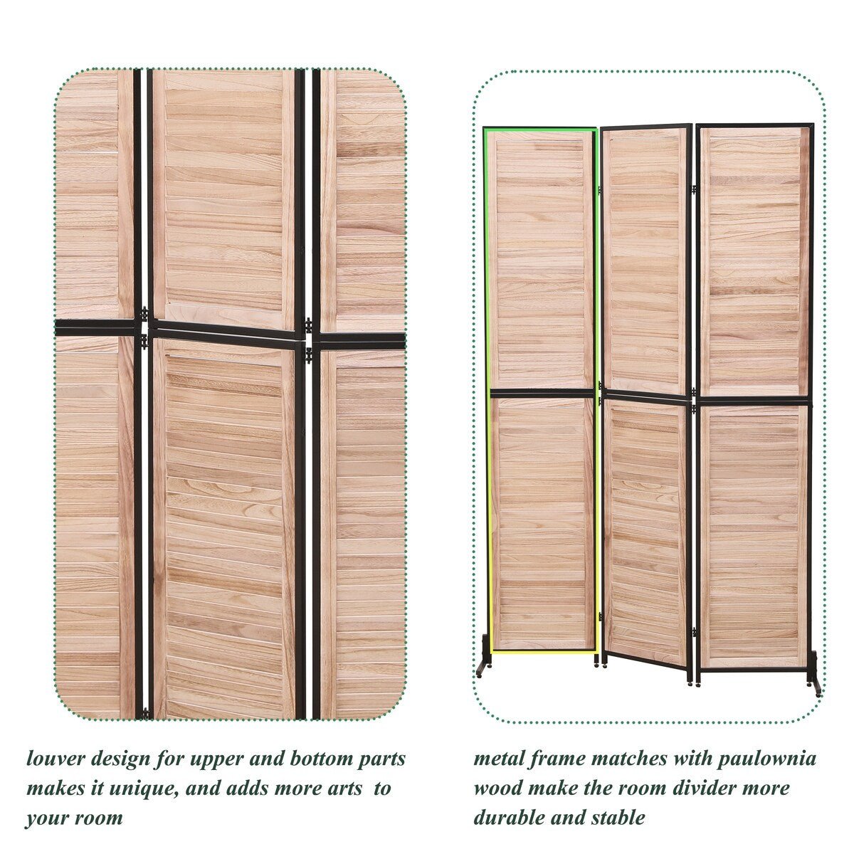 Écrans de séparation de pièce à 3 panneaux et pare-écran pliable en bois naturel, cloisons de séparation de pièce de 1,80 m pour séparer les pièces.