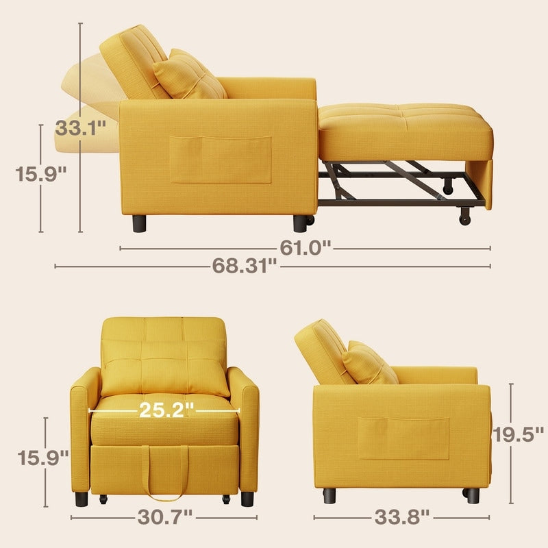 Canapé-lit convertible 3-en-1, canapé-lit escamotable, lit pliant convertible pour salon.