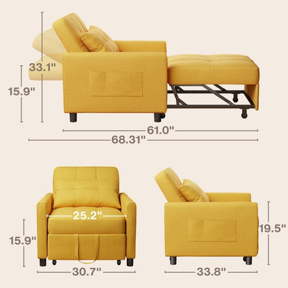 Canapé-lit convertible 3-en-1, canapé-lit escamotable, lit pliant convertible pour salon.