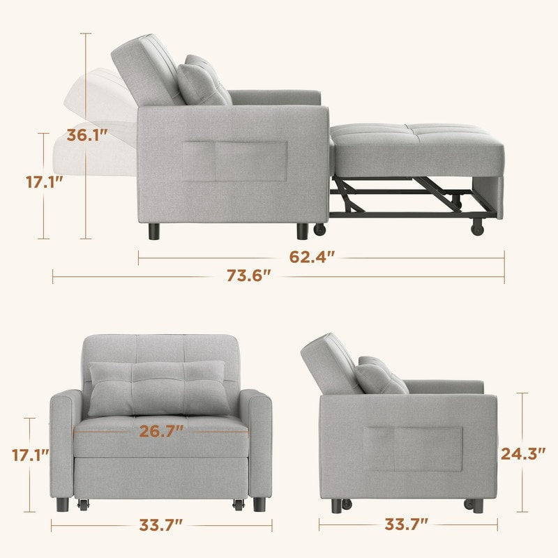 Canapé-lit convertible 3-en-1, canapé-lit escamotable, lit pliant convertible pour salon.
