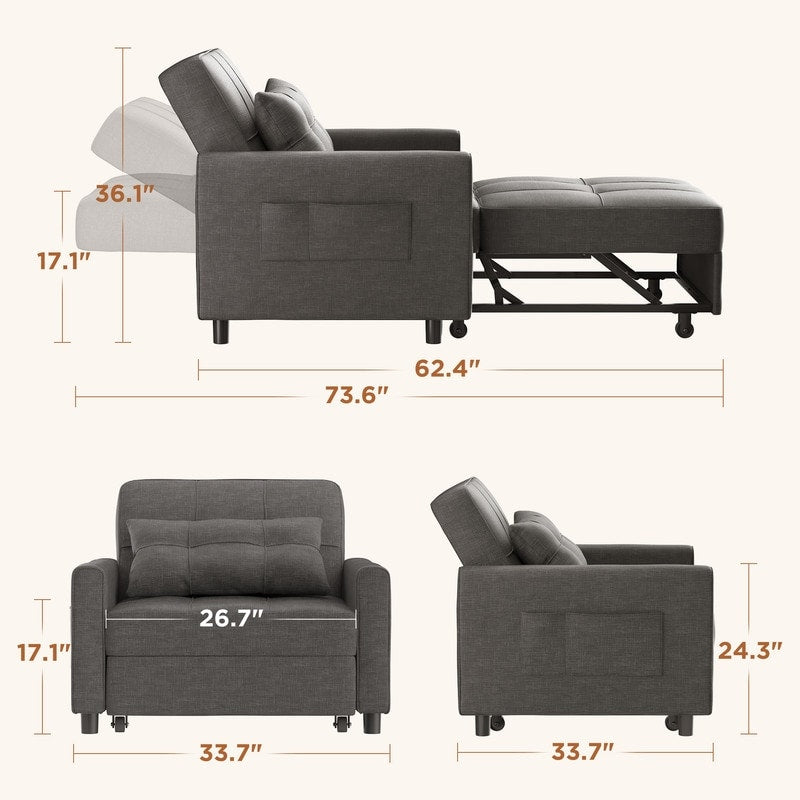 Canapé-lit convertible 3-en-1, canapé-lit escamotable, lit pliant convertible pour salon.