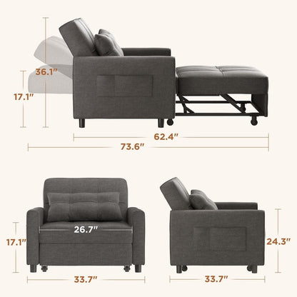 Canapé-lit convertible 3-en-1, canapé-lit escamotable, lit pliant convertible pour salon.