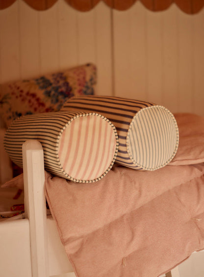 Coussin traversin, rayures bleues