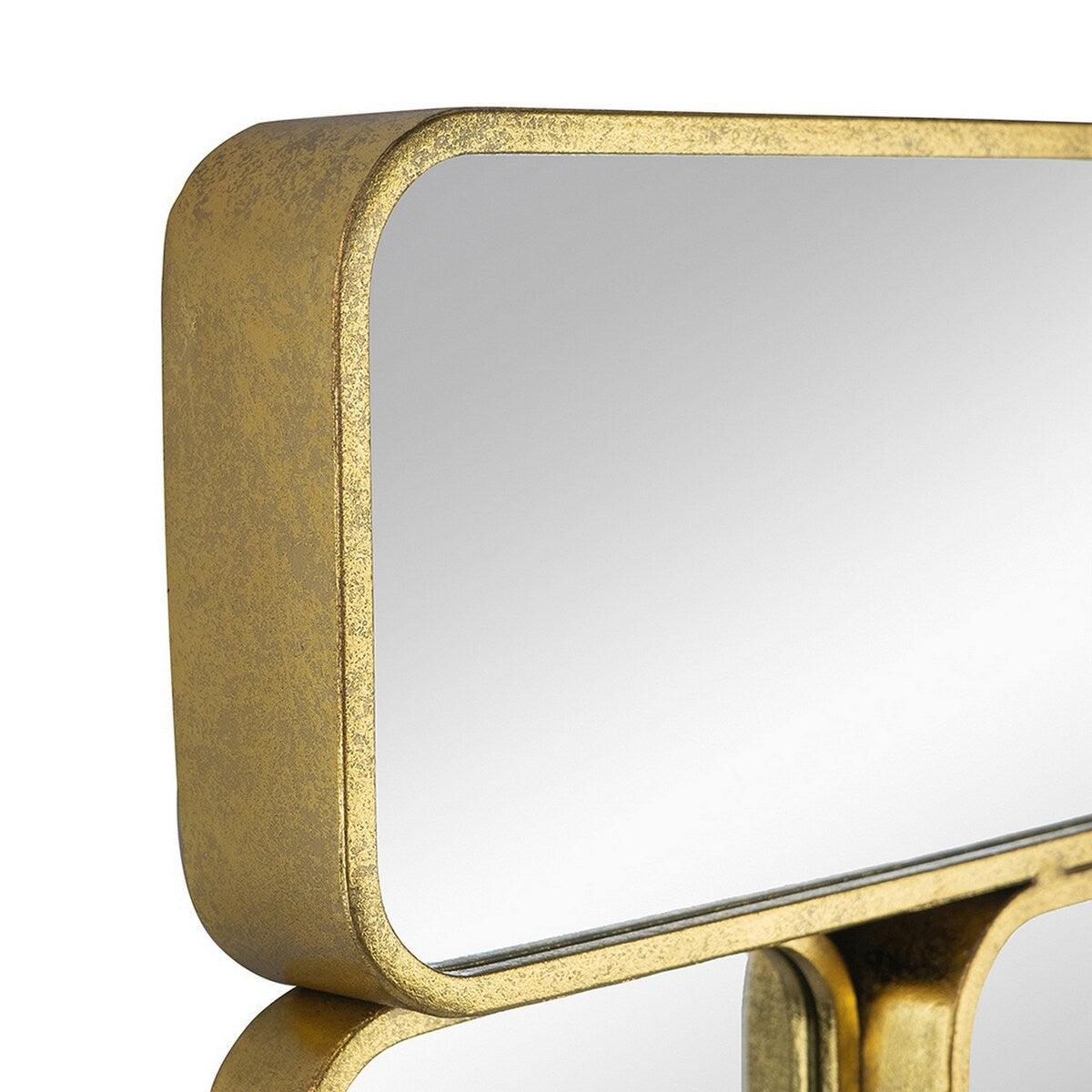 Miroir mural décoratif de luxe de 81 cm (32 pouces), 8 cadres incurvés en métal doré.