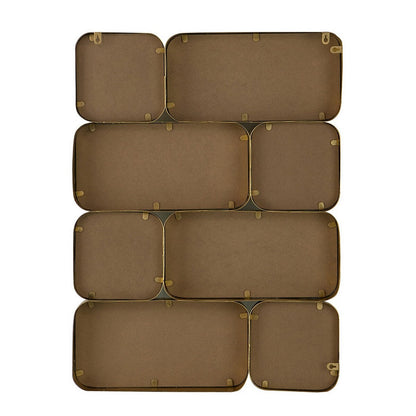 Miroir mural décoratif de luxe de 81 cm (32 pouces), 8 cadres incurvés en métal doré.