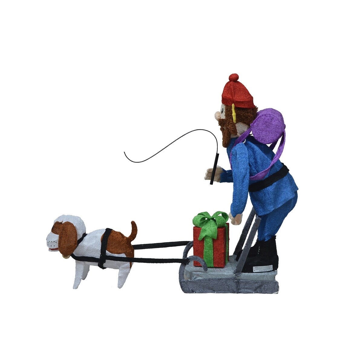 34 Rudolph - Décoration de jardin 3D à LED pré-éclairée, Yukon et chien debout