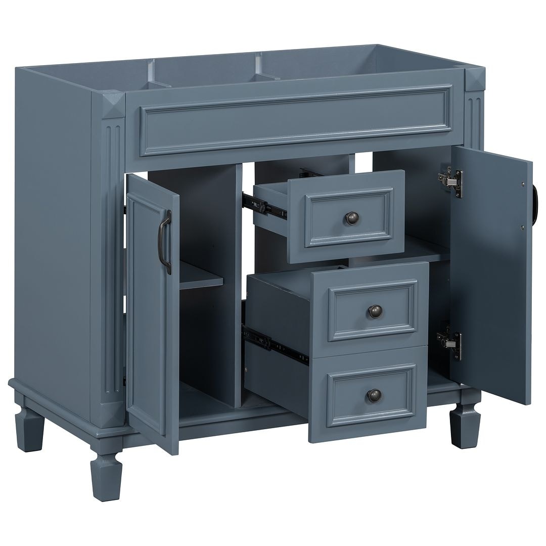 Meuble-lavabo moderne de 91 cm (36 pouces) pour salle de bain avec lavabo intégré et armoire à miroir, 2 portes et 2 tiroirs.