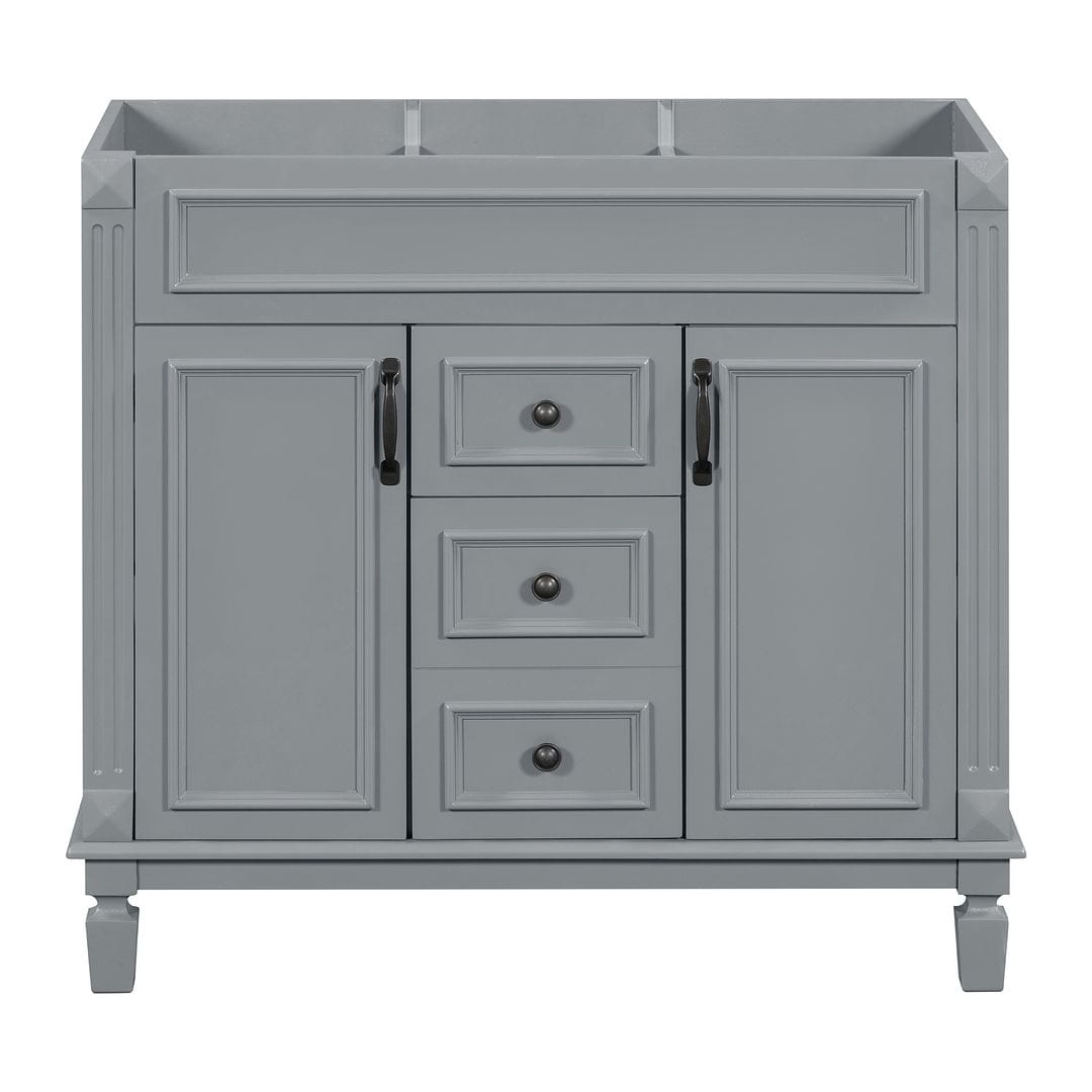 Meuble-lavabo moderne de 91 cm (36 pouces) pour salle de bain avec lavabo intégré et armoire à miroir, 2 portes et 2 tiroirs.
