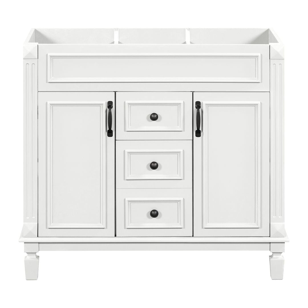 Meuble-lavabo moderne de 91 cm (36 pouces) pour salle de bain avec lavabo intégré et armoire à miroir, 2 portes et 2 tiroirs.