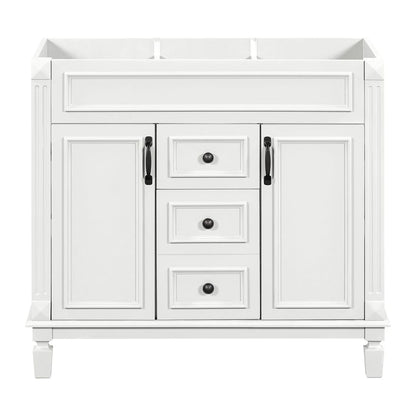 Meuble-lavabo moderne de 91 cm (36 pouces) pour salle de bain avec lavabo intégré et armoire à miroir, 2 portes et 2 tiroirs.