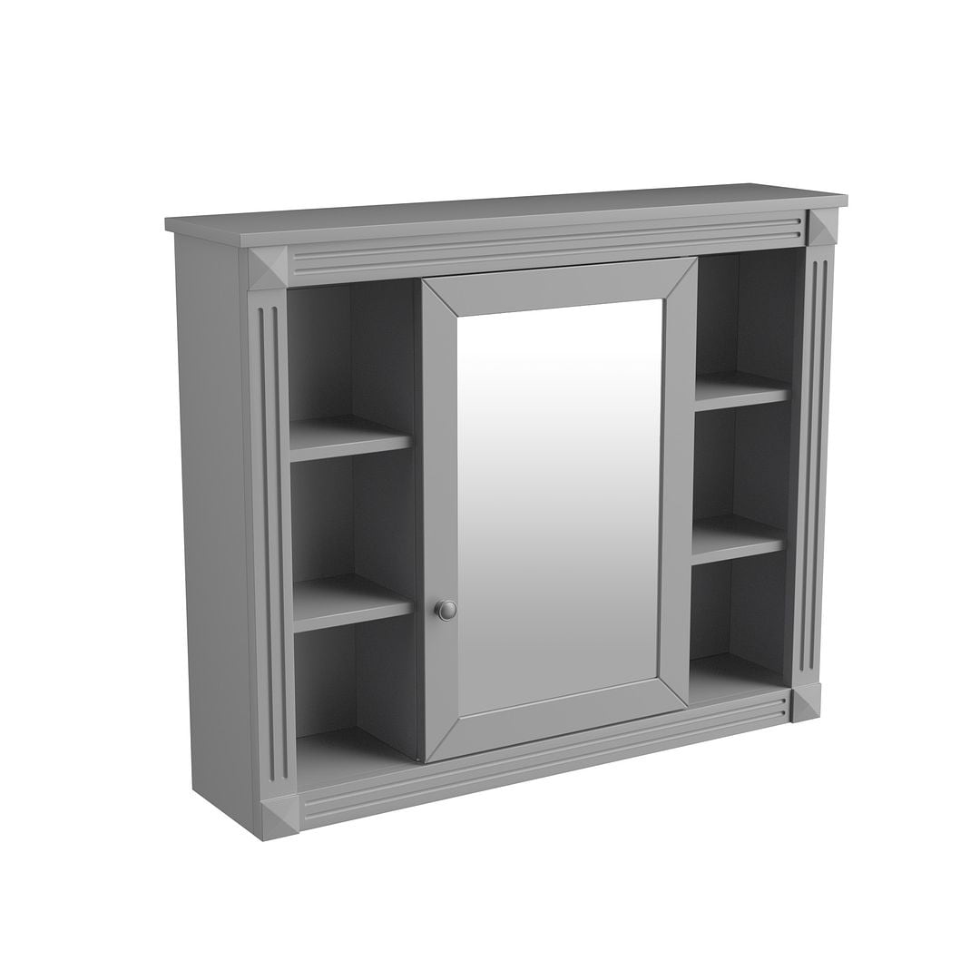Meuble-lavabo moderne de 91 cm (36 pouces) pour salle de bain avec lavabo intégré et armoire à miroir, 2 portes et 2 tiroirs.