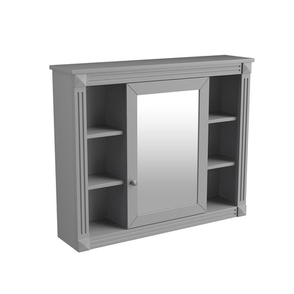 Meuble-lavabo moderne de 91 cm (36 pouces) pour salle de bain avec lavabo intégré et armoire à miroir, 2 portes et 2 tiroirs.