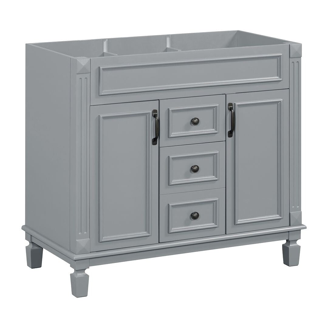 Meuble-lavabo moderne de 91 cm (36 pouces) pour salle de bain avec lavabo intégré et armoire à miroir, 2 portes et 2 tiroirs.