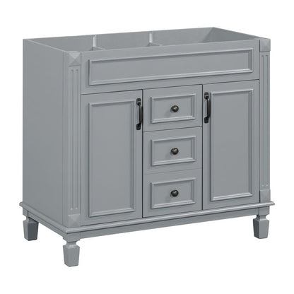Meuble-lavabo moderne de 91 cm (36 pouces) pour salle de bain avec lavabo intégré et armoire à miroir, 2 portes et 2 tiroirs.