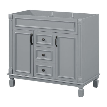 Meuble-lavabo moderne de 91 cm (36 pouces) pour salle de bain avec lavabo intégré et armoire à miroir, 2 portes et 2 tiroirs.