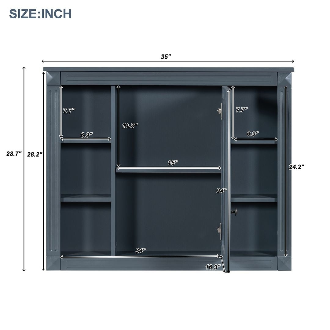 Meuble-lavabo moderne de 91 cm (36 pouces) pour salle de bain avec lavabo intégré et armoire à miroir, 2 portes et 2 tiroirs.