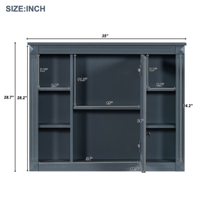 Meuble-lavabo moderne de 91 cm (36 pouces) pour salle de bain avec lavabo intégré et armoire à miroir, 2 portes et 2 tiroirs.