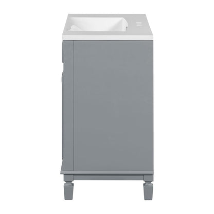 Meuble-lavabo moderne de 91 cm (36 pouces) pour salle de bain avec lavabo intégré et armoire à miroir, 2 portes et 2 tiroirs.