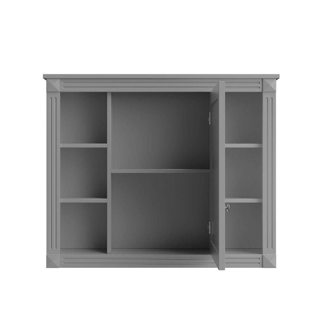 Meuble-lavabo moderne de 91 cm (36 pouces) pour salle de bain avec lavabo intégré et armoire à miroir, 2 portes et 2 tiroirs.