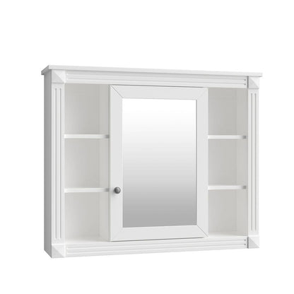 Meuble-lavabo moderne de 91 cm (36 pouces) pour salle de bain avec lavabo intégré et armoire à miroir, 2 portes et 2 tiroirs.