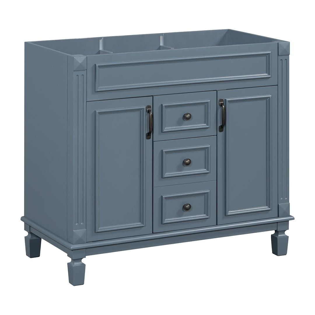 Meuble-lavabo moderne de 91 cm (36 pouces) pour salle de bain avec lavabo intégré et armoire à miroir, 2 portes et 2 tiroirs.