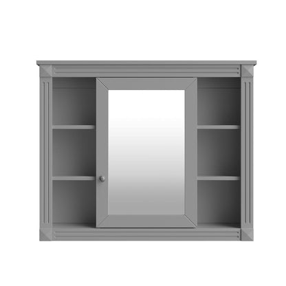 Meuble-lavabo moderne de 91 cm (36 pouces) pour salle de bain avec lavabo intégré et armoire à miroir, 2 portes et 2 tiroirs.