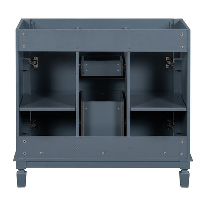 Meuble-lavabo moderne de 91 cm (36 pouces) pour salle de bain avec lavabo intégré et armoire à miroir, 2 portes et 2 tiroirs.