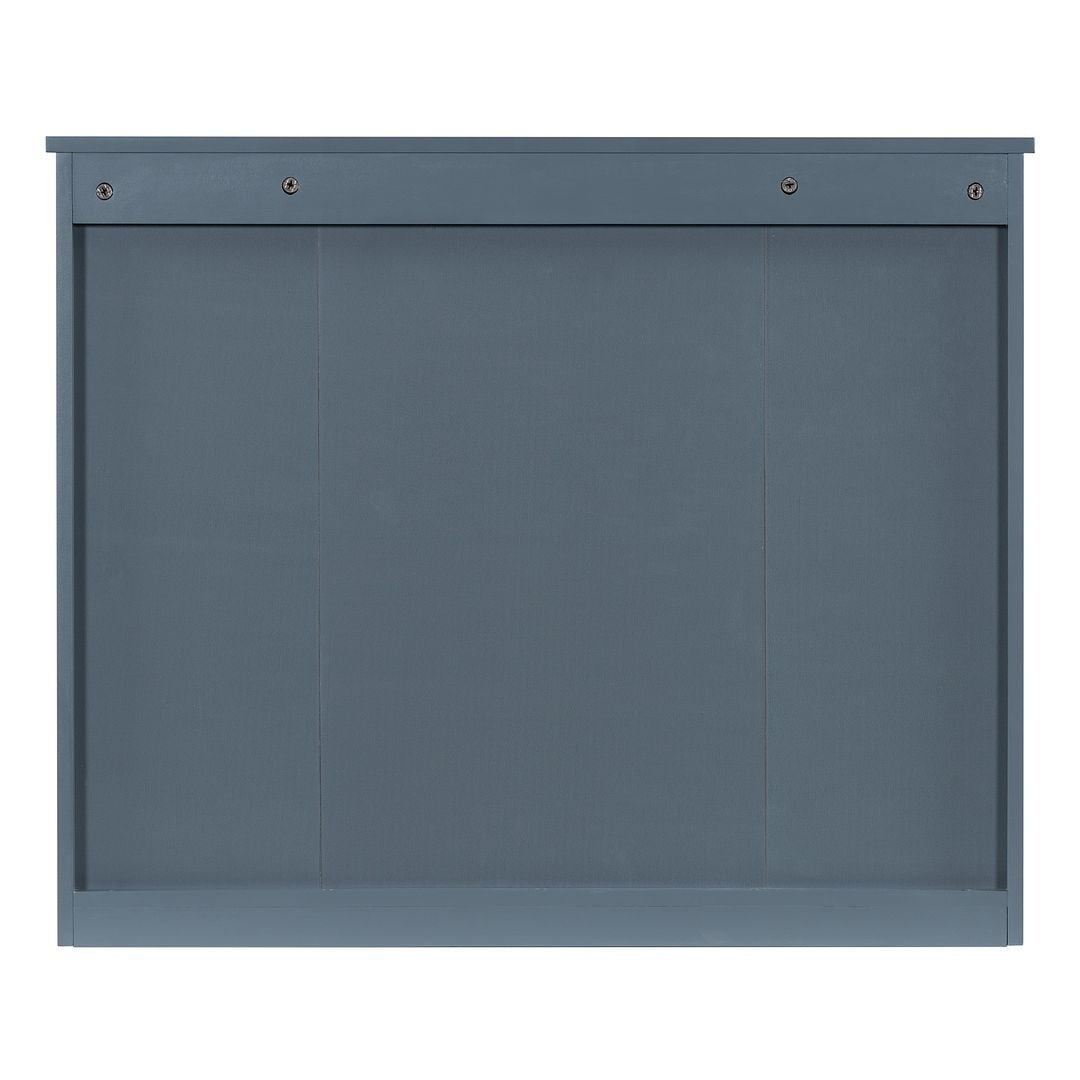 Meuble-lavabo moderne de 91 cm (36 pouces) pour salle de bain avec lavabo intégré et armoire à miroir, 2 portes et 2 tiroirs.