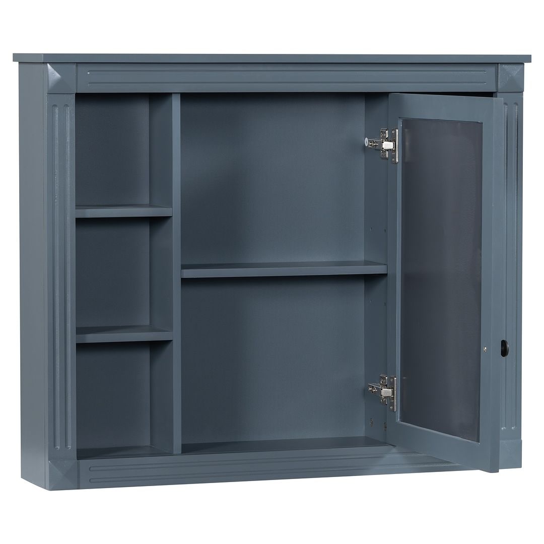 Meuble-lavabo moderne de 91 cm (36 pouces) pour salle de bain avec lavabo intégré et armoire à miroir, 2 portes et 2 tiroirs.