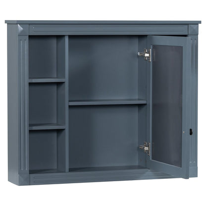 Meuble-lavabo moderne de 91 cm (36 pouces) pour salle de bain avec lavabo intégré et armoire à miroir, 2 portes et 2 tiroirs.