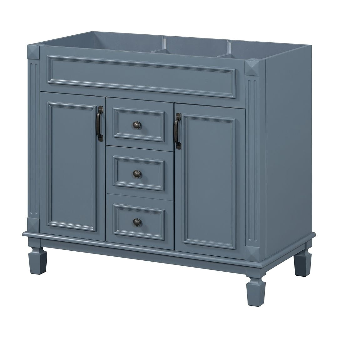 Meuble-lavabo moderne de 91 cm (36 pouces) pour salle de bain avec lavabo intégré et armoire à miroir, 2 portes et 2 tiroirs.