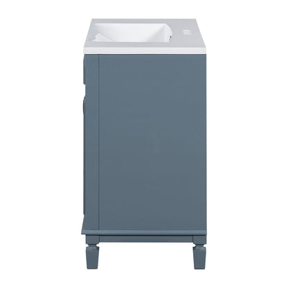 Meuble-lavabo moderne de 91 cm (36 pouces) pour salle de bain avec lavabo intégré et armoire à miroir, 2 portes et 2 tiroirs.